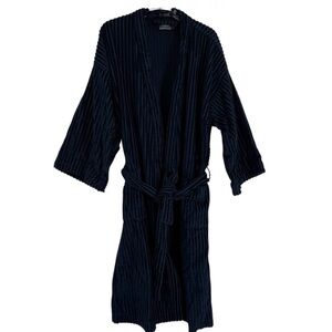 Savile Row Cotton Dressing Gown Bath Robe O/S Mens Thick Blue Velour striping